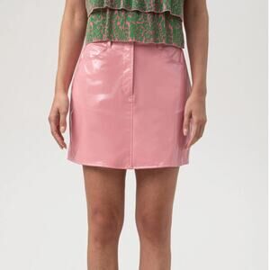 Trina Turk Womens 8 Mod Faux Leather Miniskirt in Pink Dawn NEW